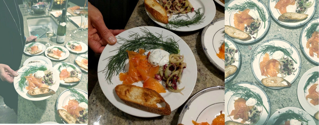 gravlax de saumon au sirop d'erable et herbes salees