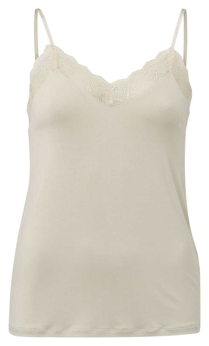 Camisole col V à dentelle beige - Yaya