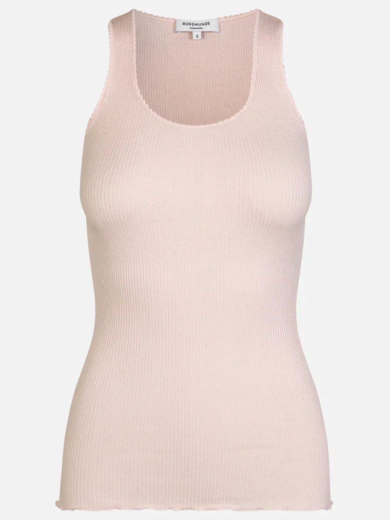 Camisole col V côtelé soie et coton