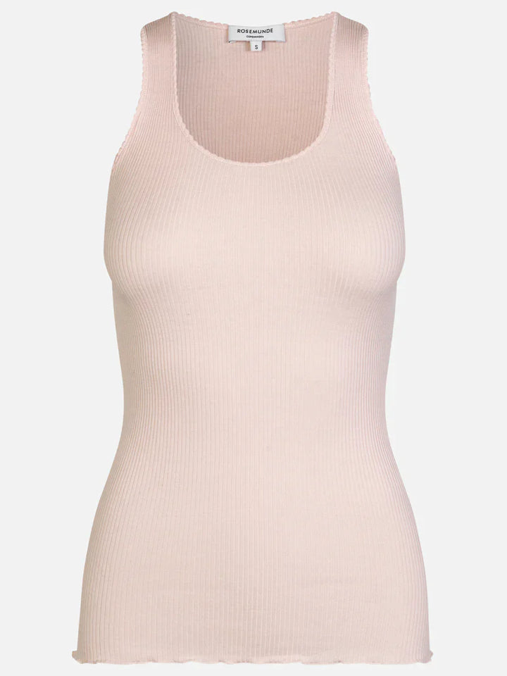 Camisole col V côtelé soie et coton