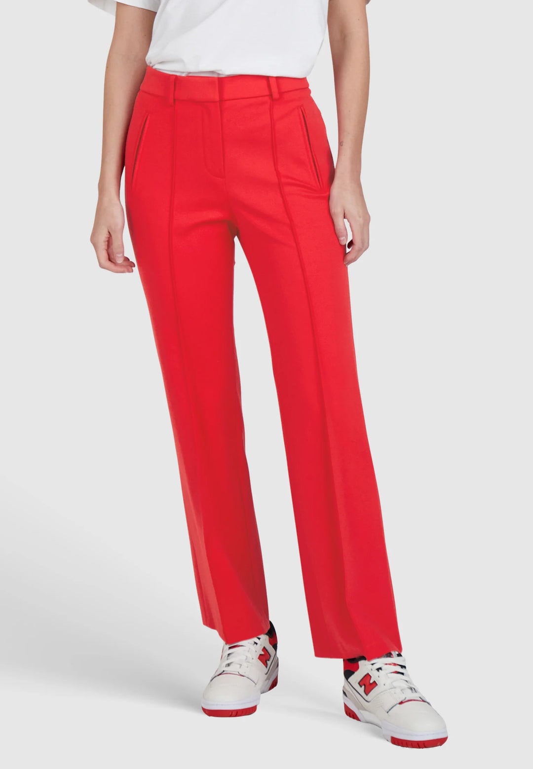 Pantalon droit extensible rouge