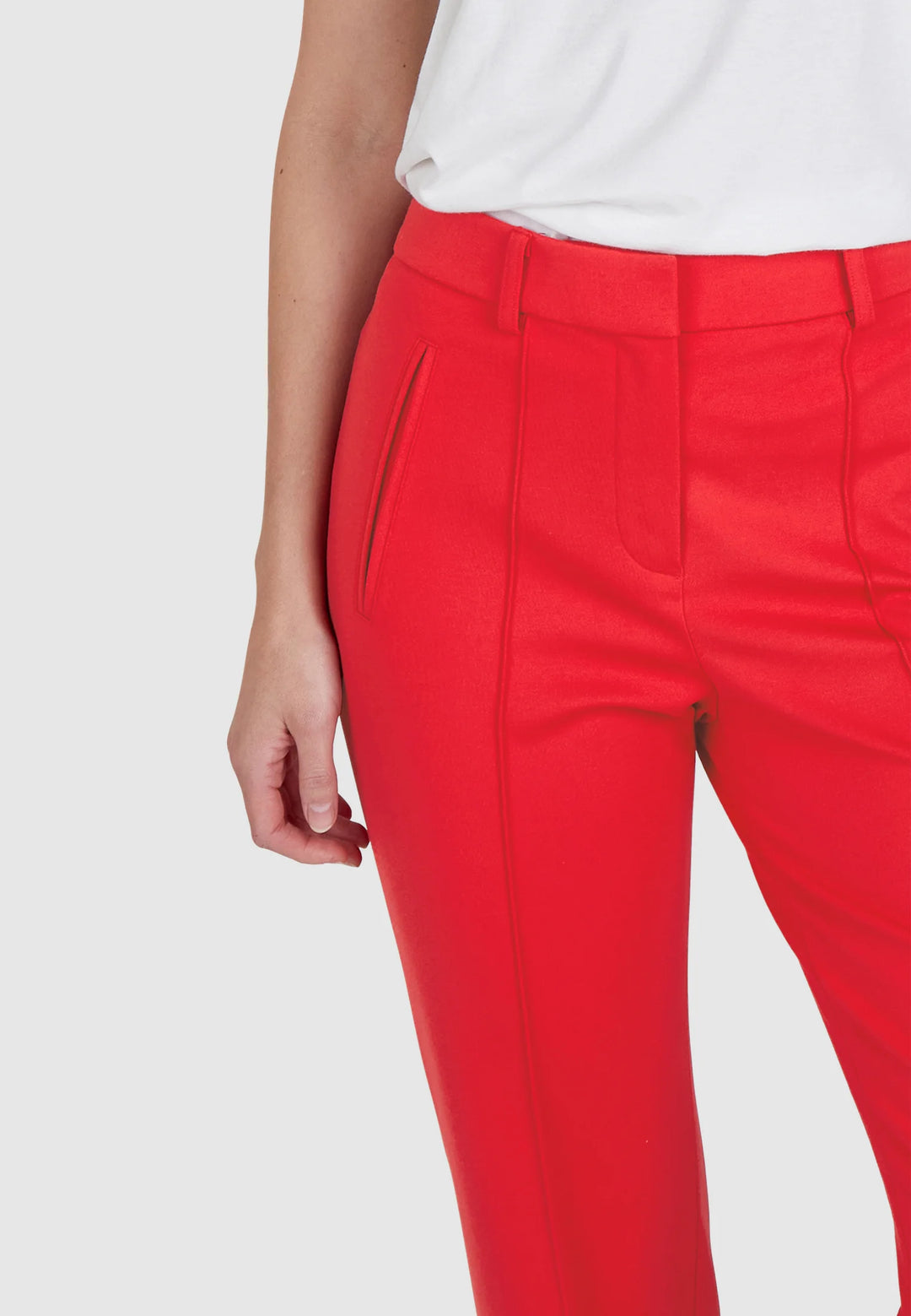 Pantalon droit extensible rouge