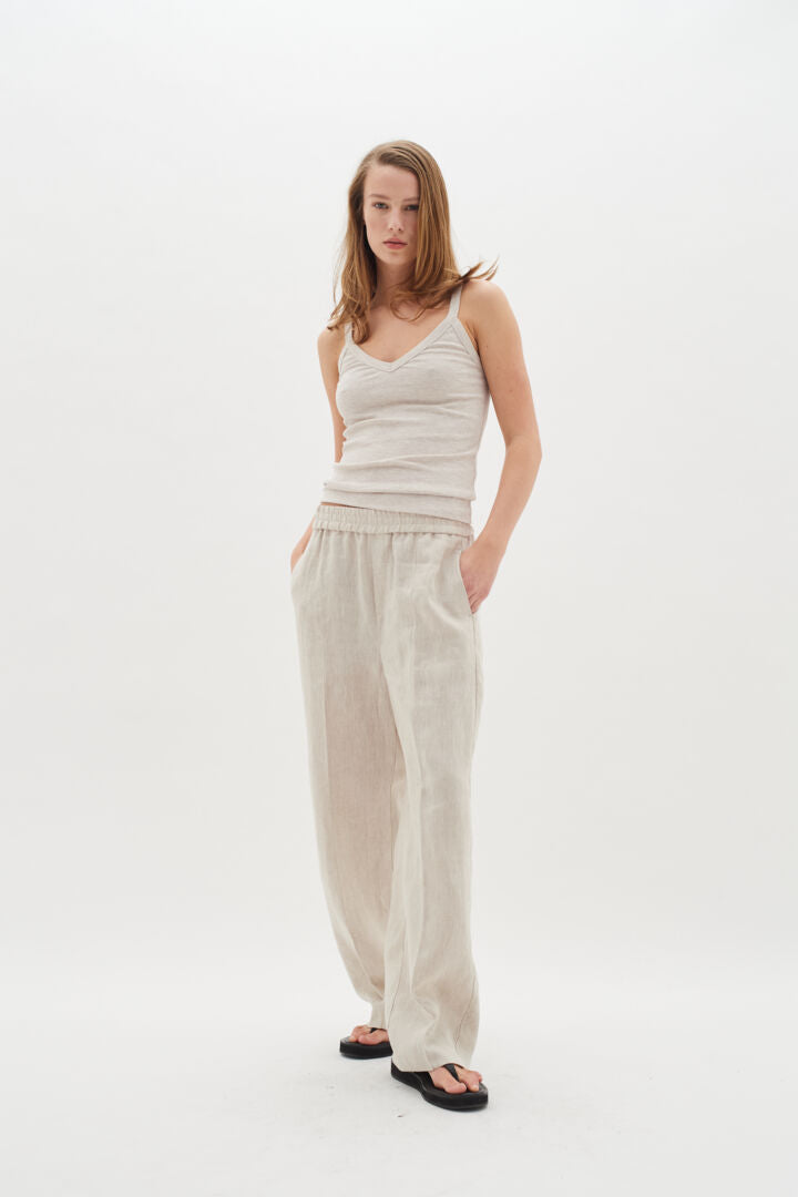 Pantalon taille élastique en lin