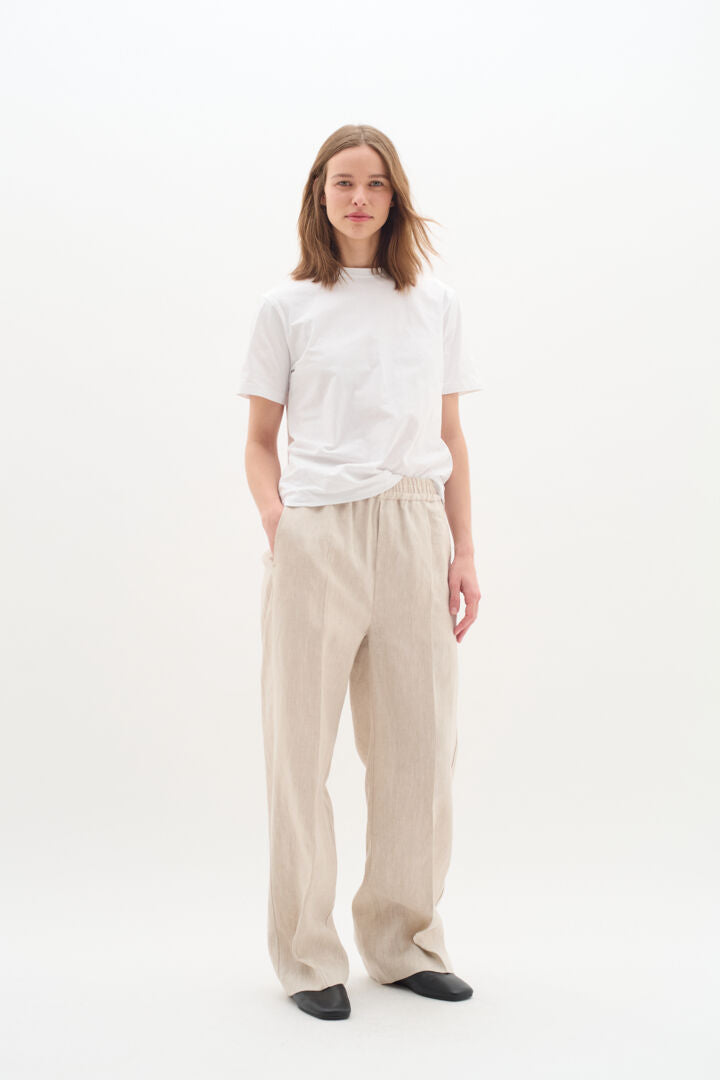 Pantalon taille élastique en lin