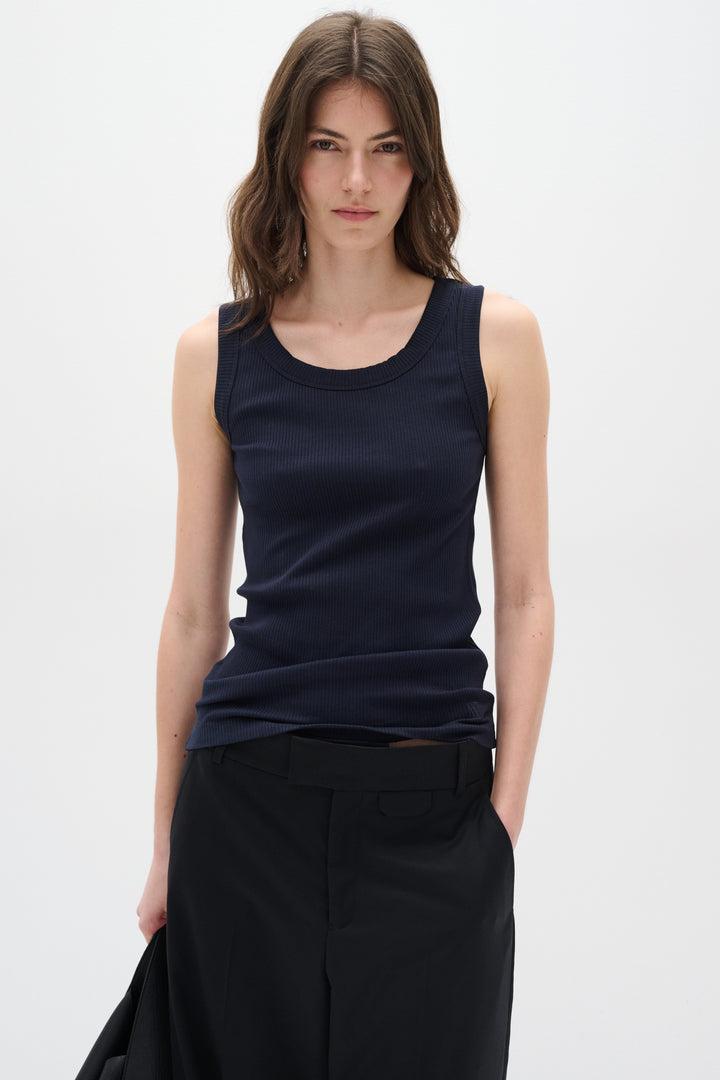 Camisole côtelée col rond Dagna