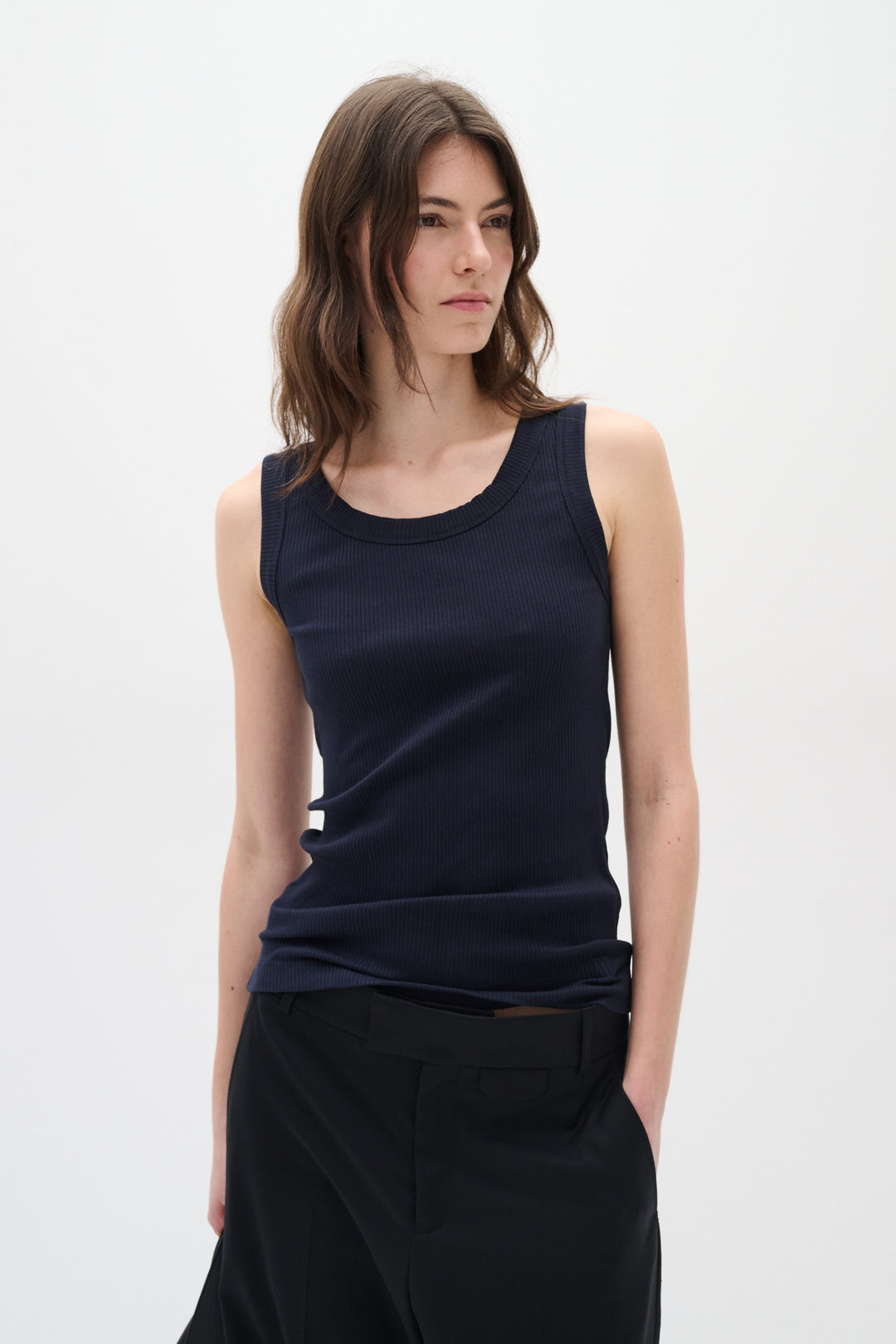 Camisole côtelée col rond Dagna