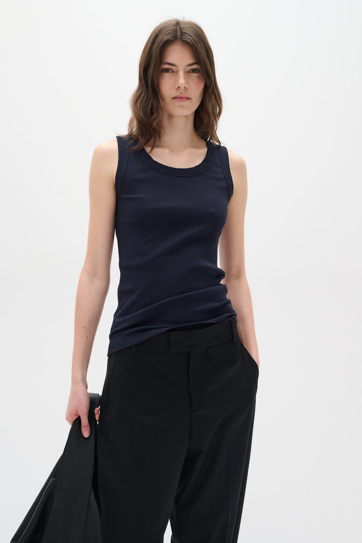 Camisole côtelée col rond Dagna