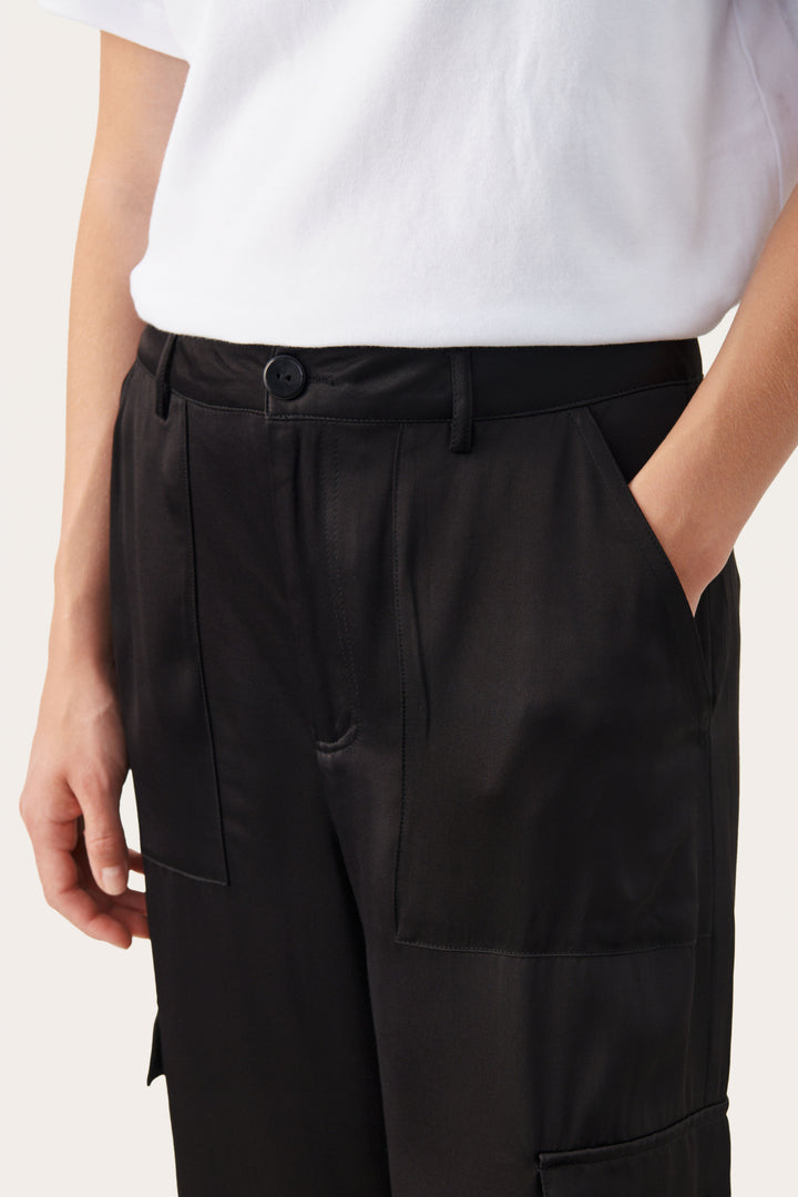 Pantalon satin ample cargo