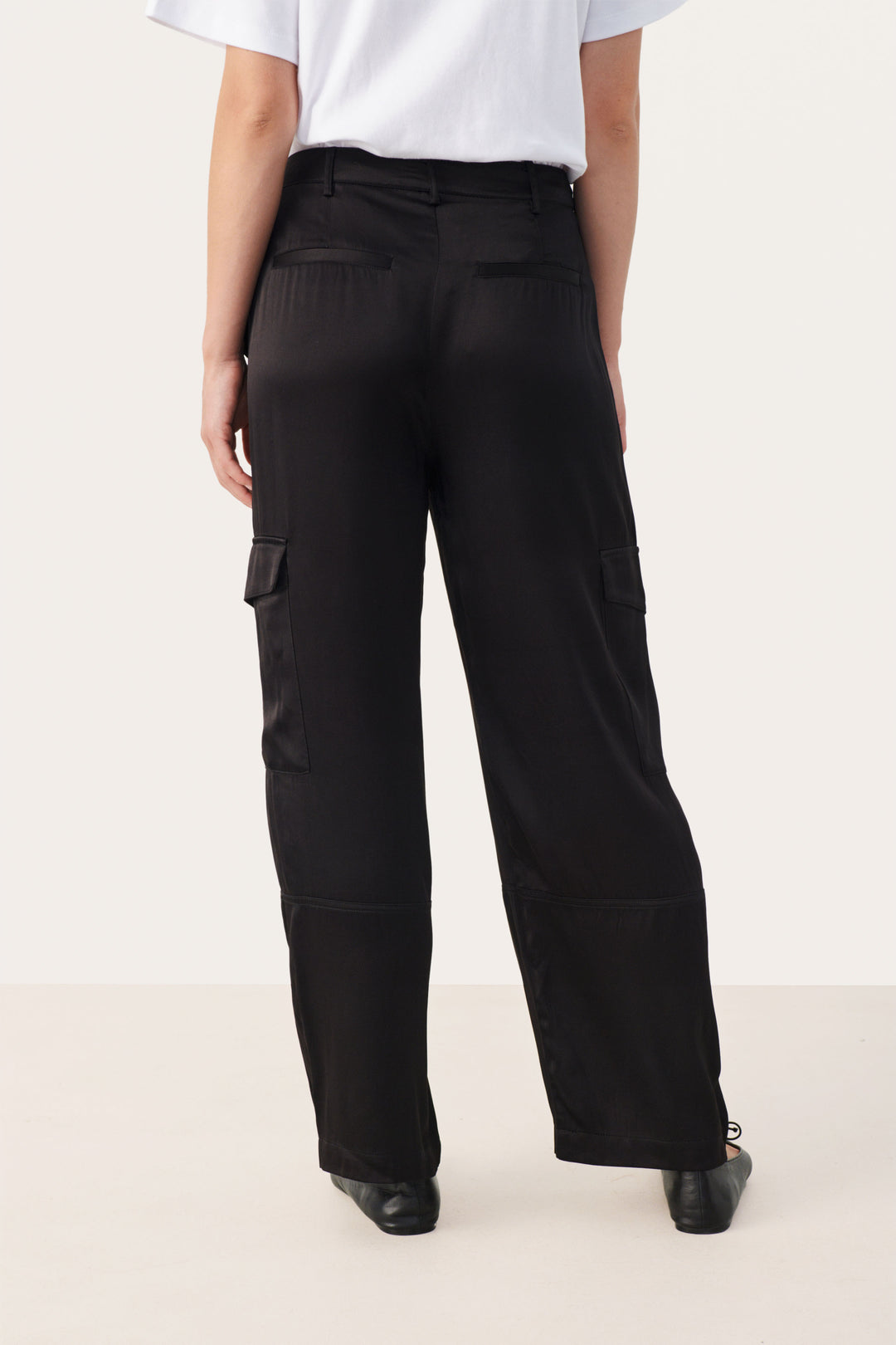 Pantalon satin ample cargo