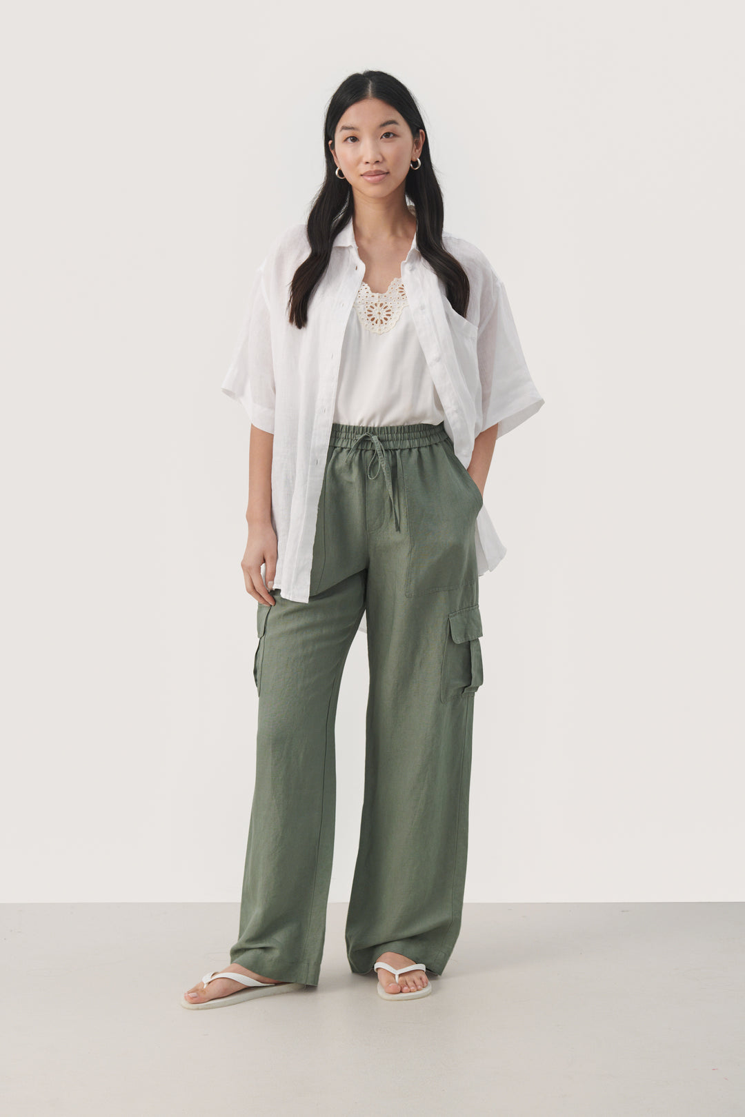 Pantalon style cargo taille élastique Grazia