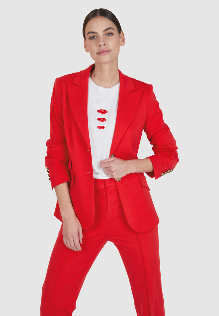 Blazer extensible deux boutons rouge