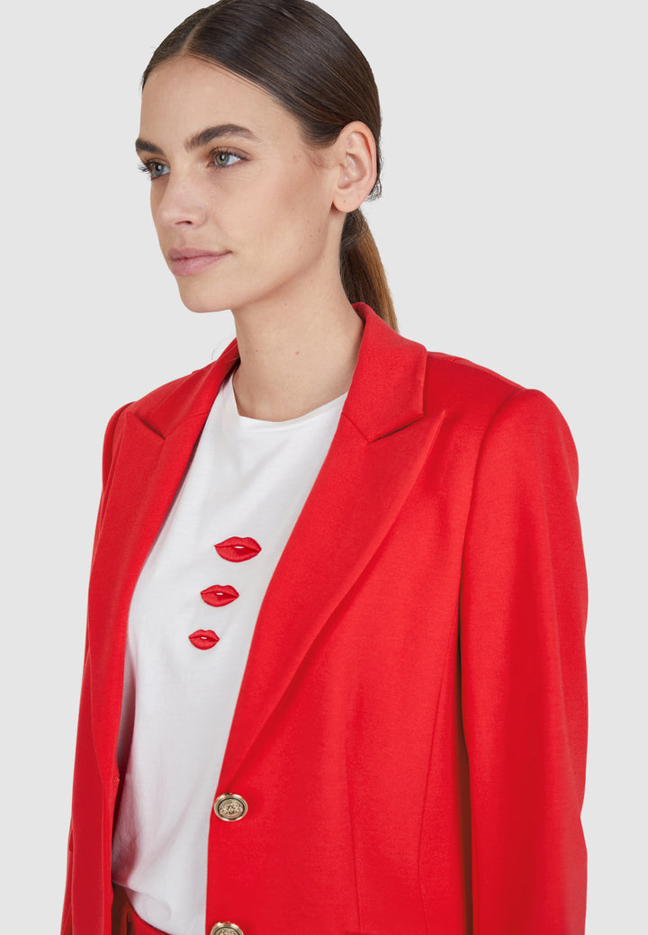 Blazer extensible deux boutons rouge