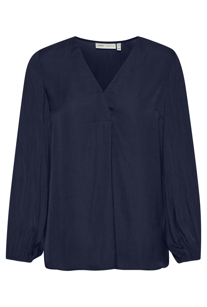 Blouse légère col V Rinda - Bleu marine