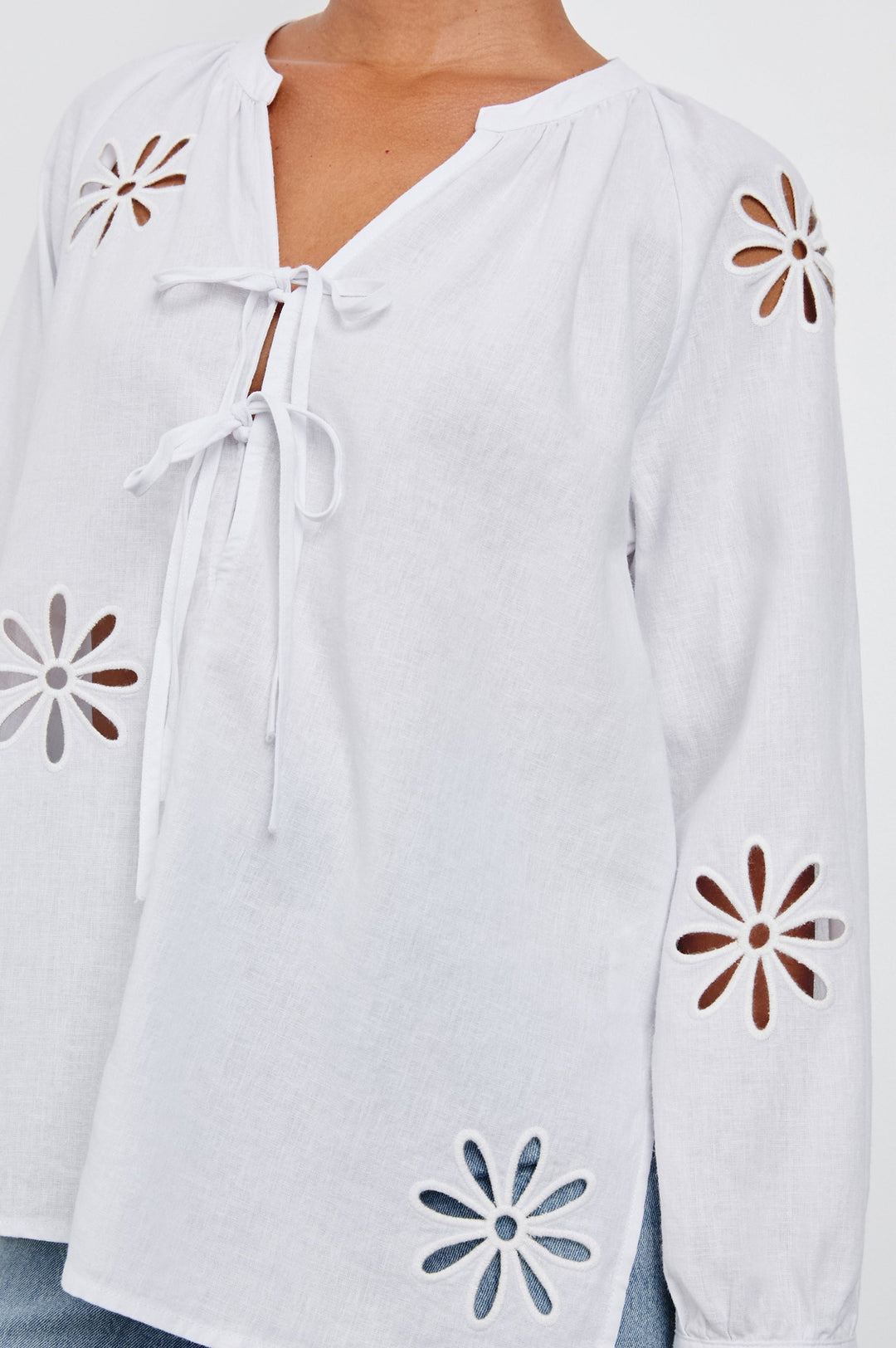 Blouse ajourée motifs fleurs Brielle