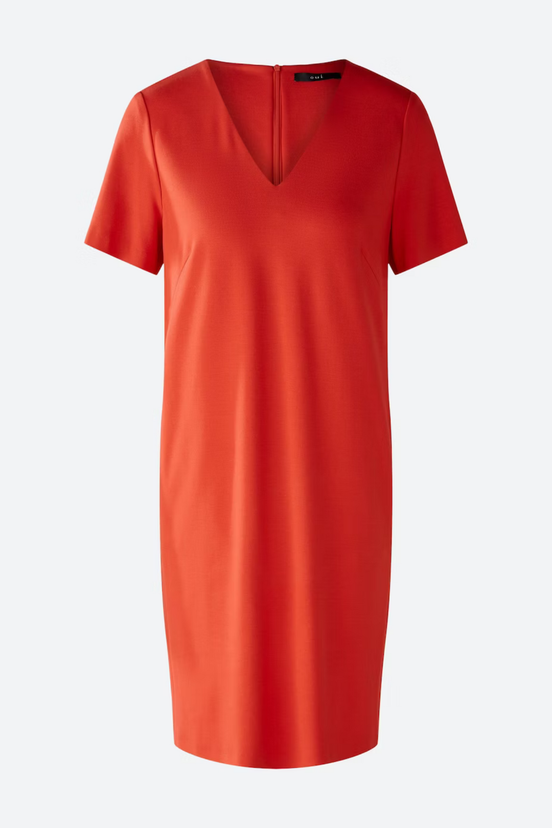 Robe col V - Rouge orangé