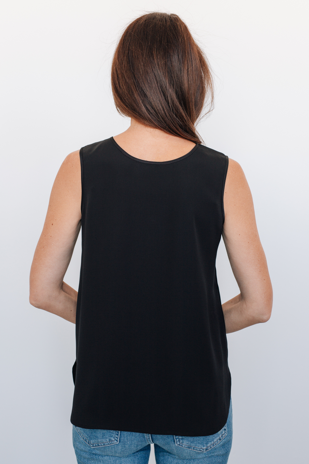 Blouse sans manches réversible avec bande satin - Noir