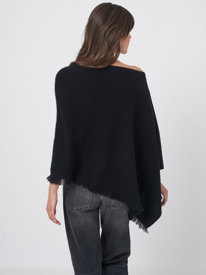 Poncho en cachemire avec franges