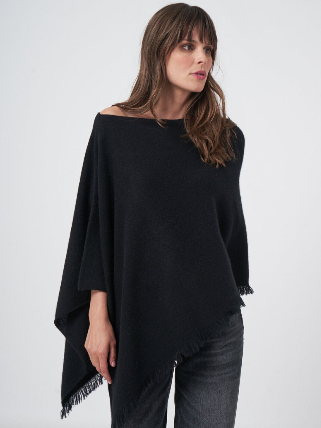 Poncho en cachemire avec franges