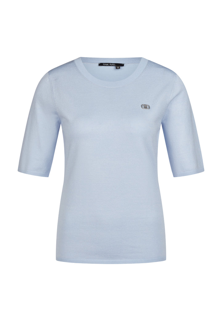 T-shirt en tricot col rond - Bleu