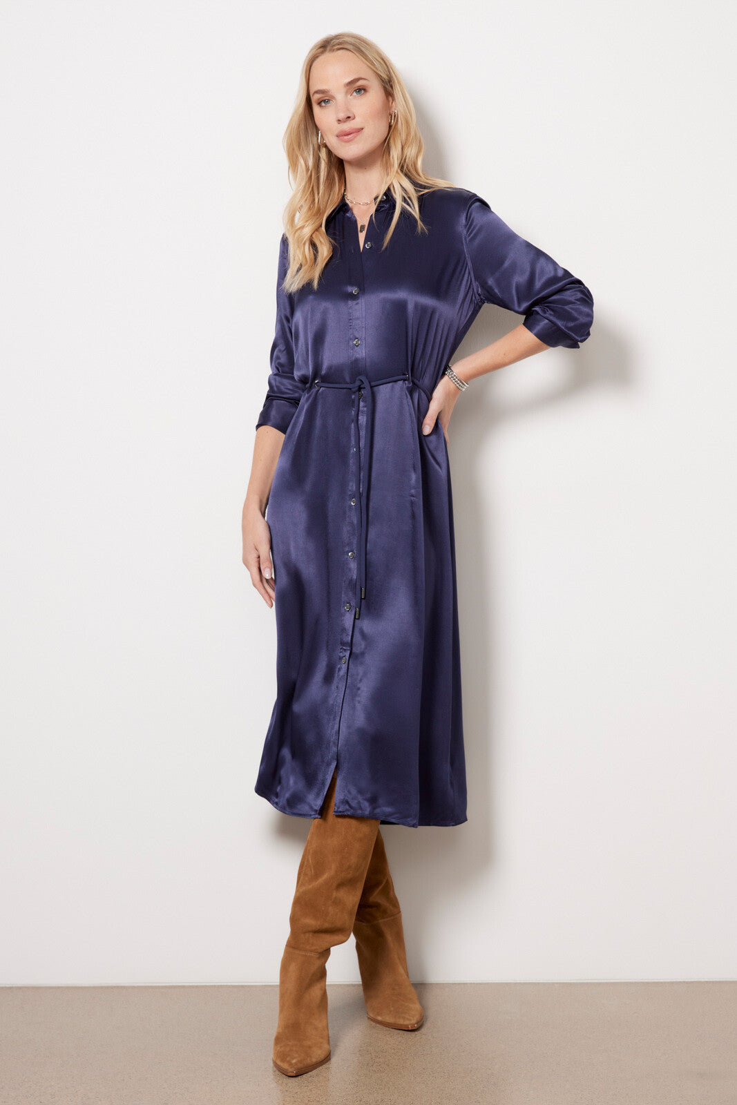 Robe chemisier en satin