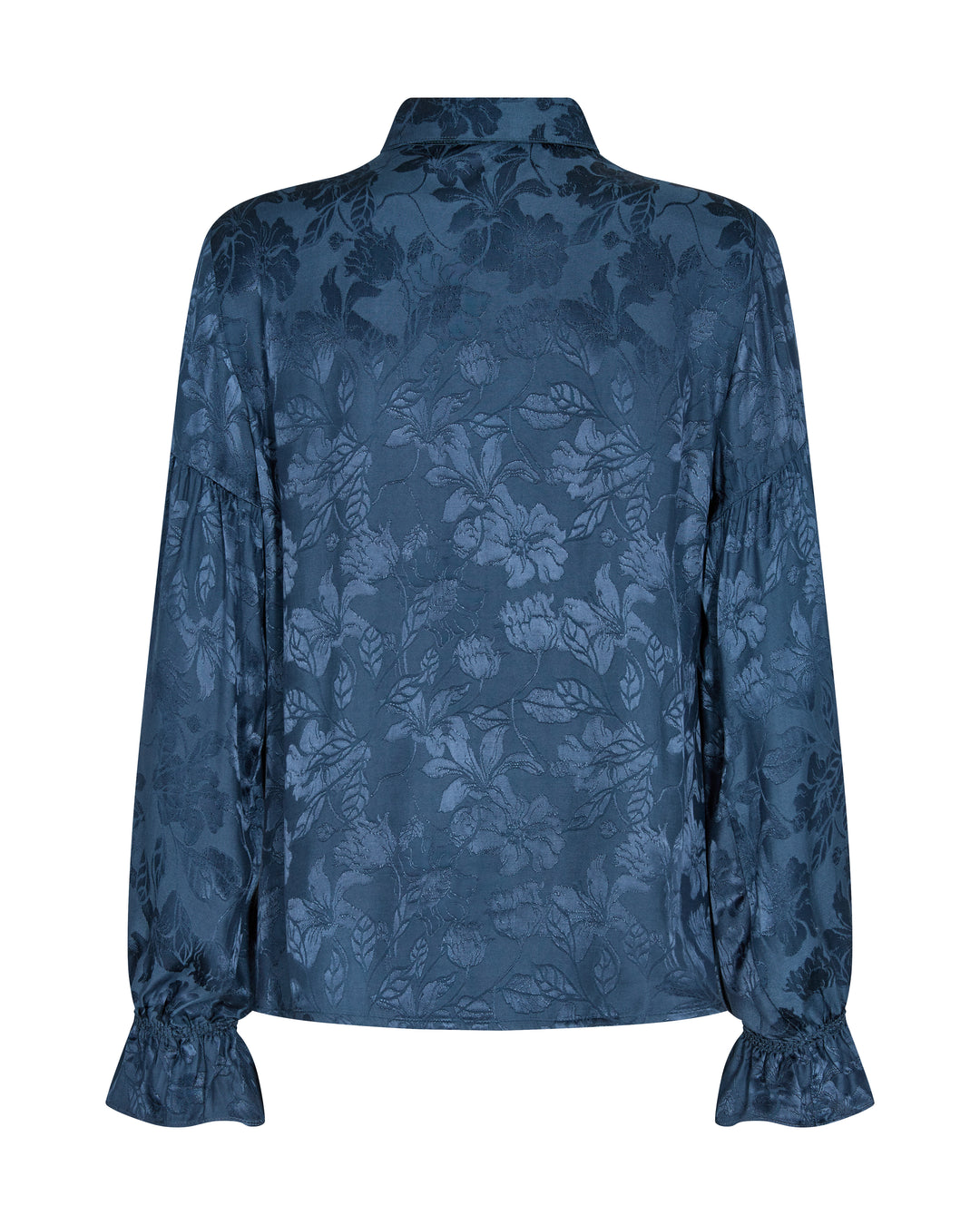 Blouse satinée fleurie en ton sur ton