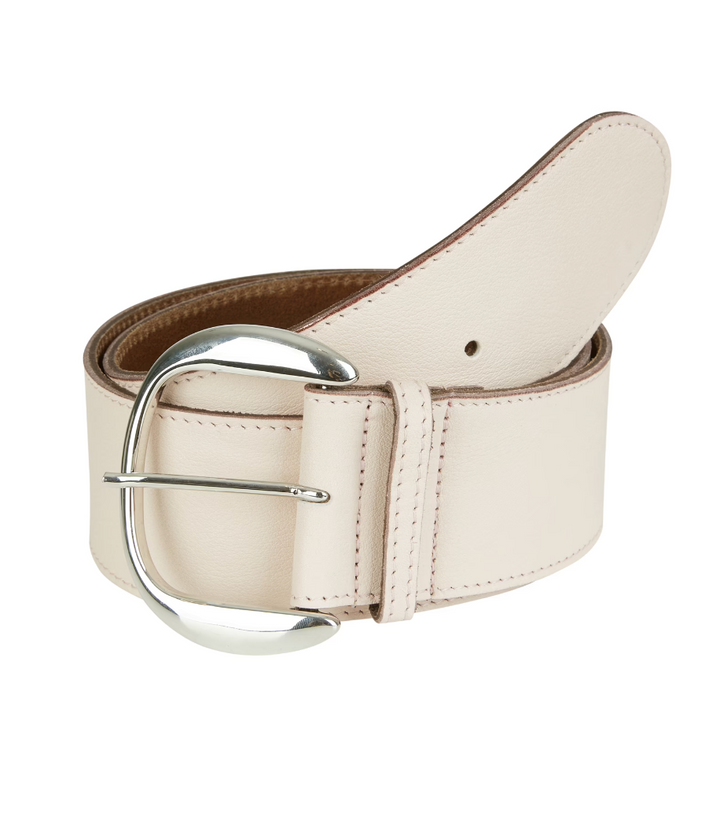 Ceinture large cuir beige rosé 2 1/4"