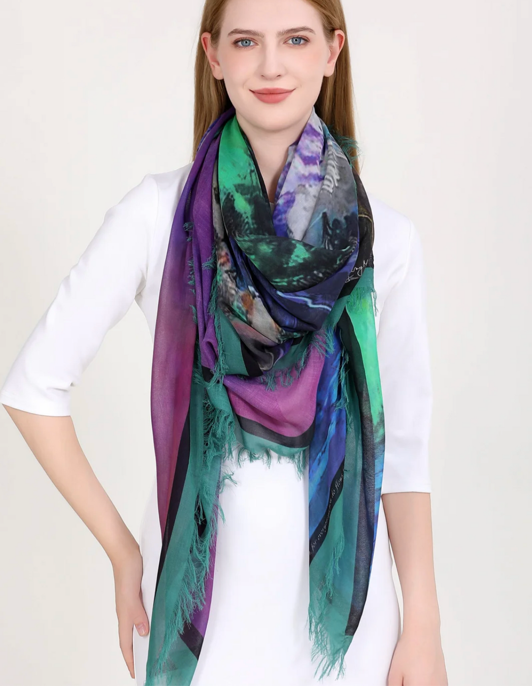 Foulard Les Montagnes en soie et modal