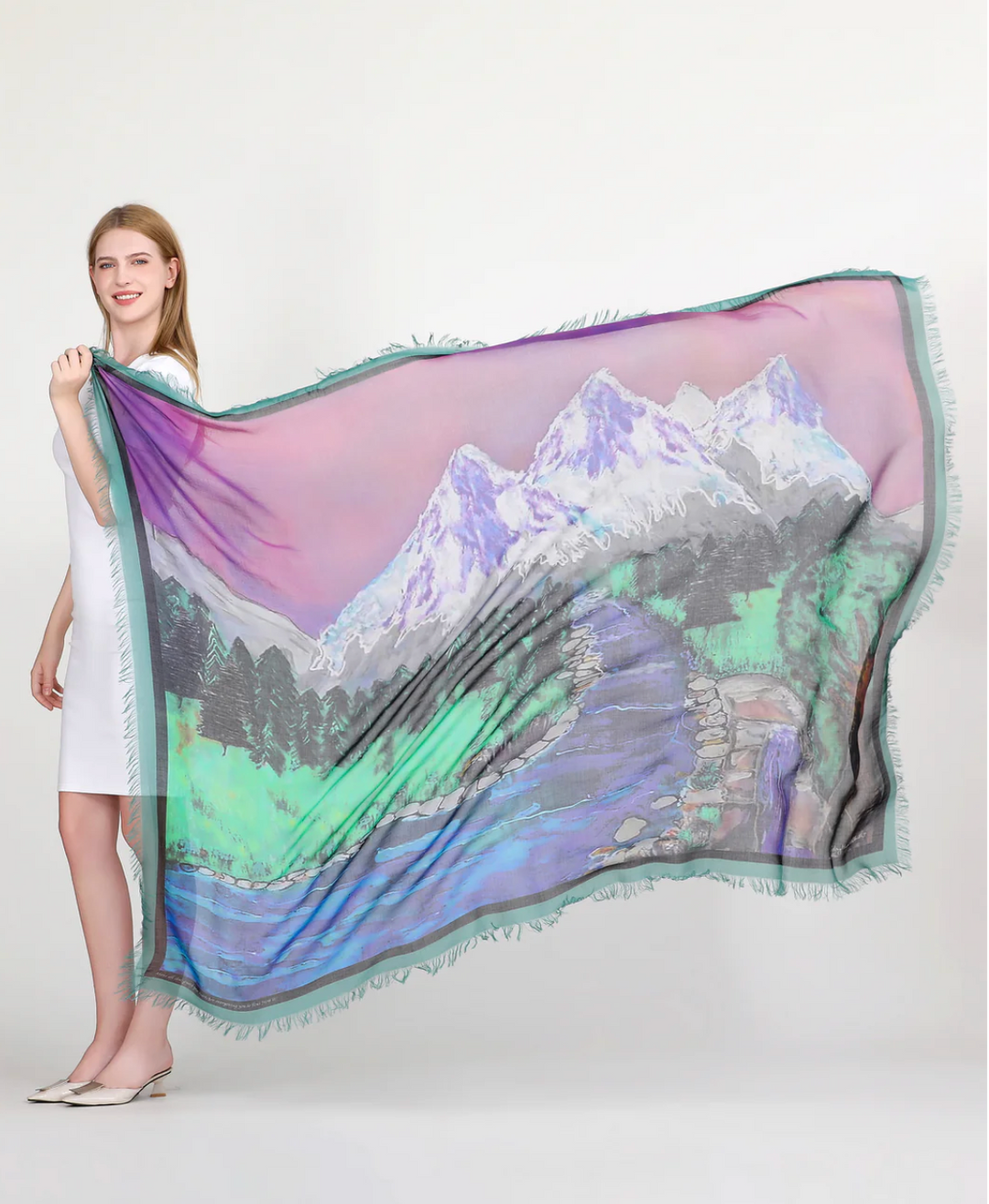 Foulard Les Montagnes en soie et modal