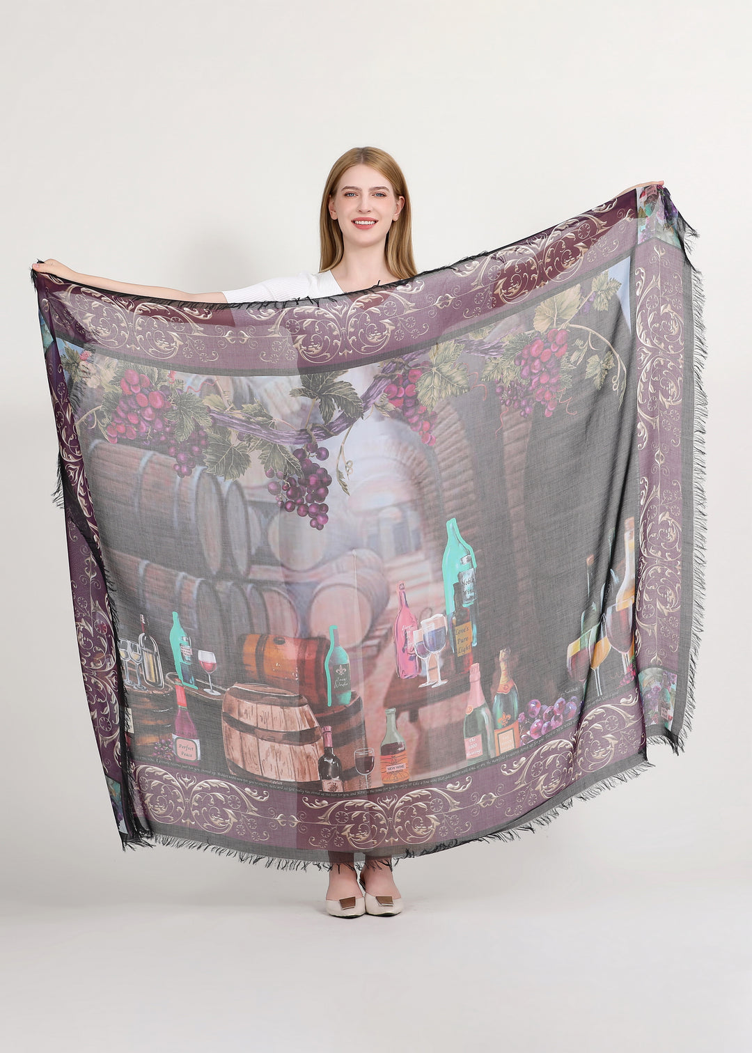 Foulard Le Bon Vin en soie et modal