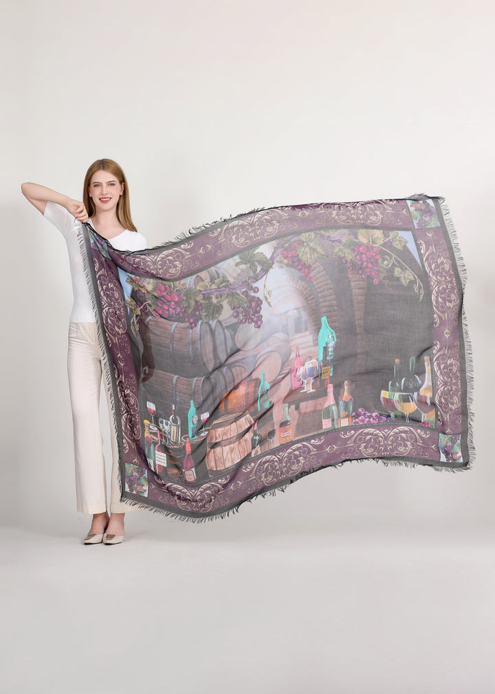 Foulard Le Bon Vin en soie et modal