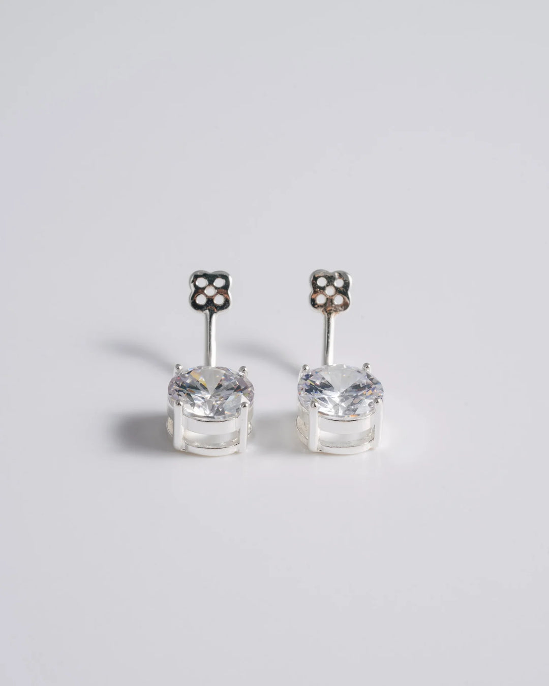 Boucles d'oreilles cristal solitaire et perle - Argent