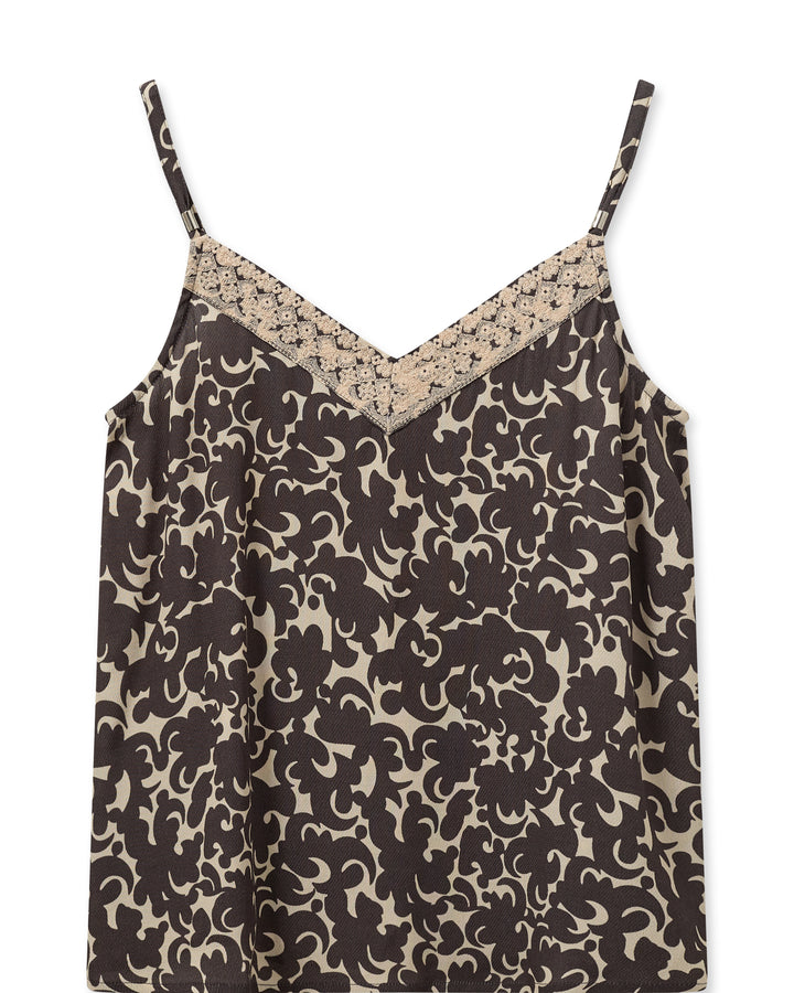 Camisole viscose et dentelle imprimé