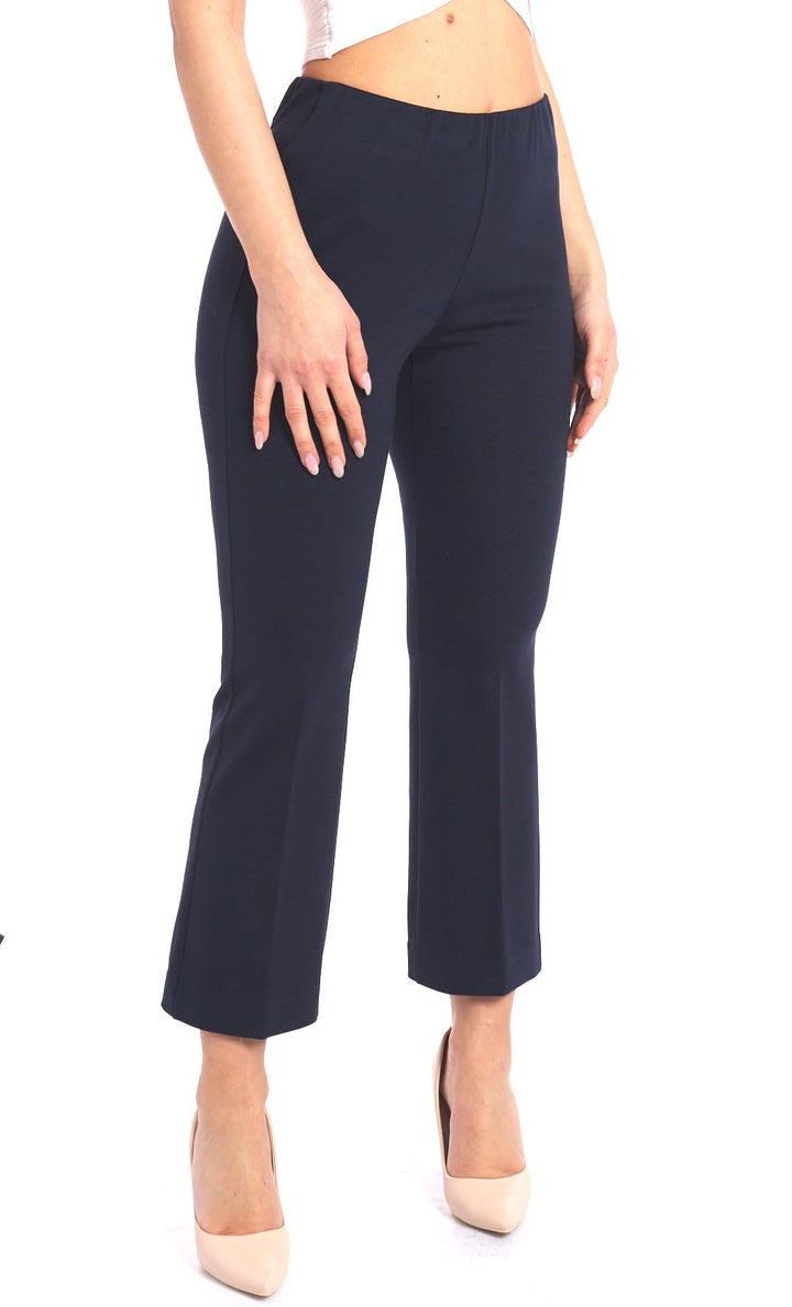 Pantalon marine droit avec taille élastique