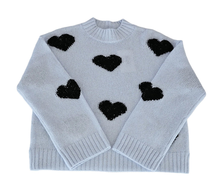 Pull laine et cachemire avec motif coeurs