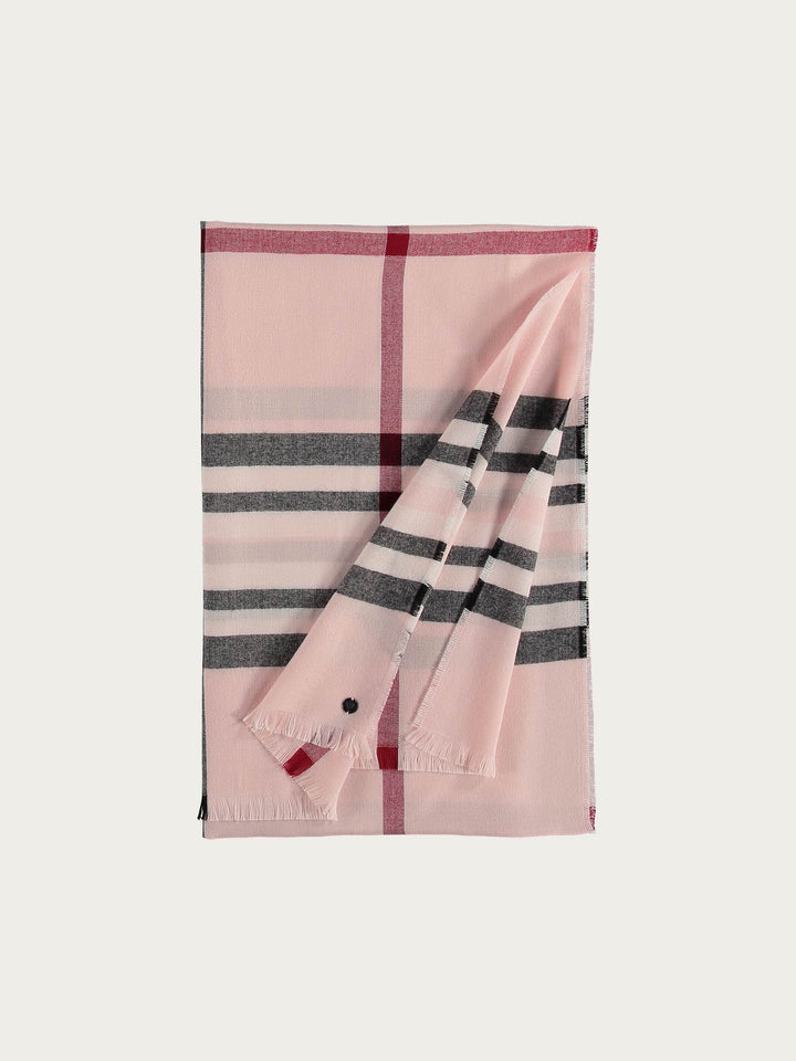 Foulard léger à carreaux classiques - Blanc ou Rose