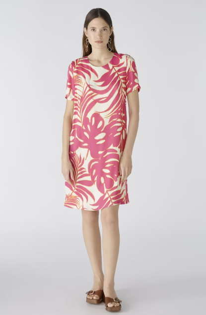 Robe col rond tropical