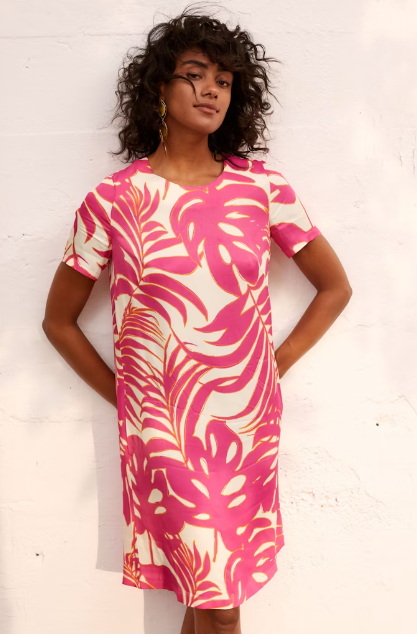 Robe col rond tropical