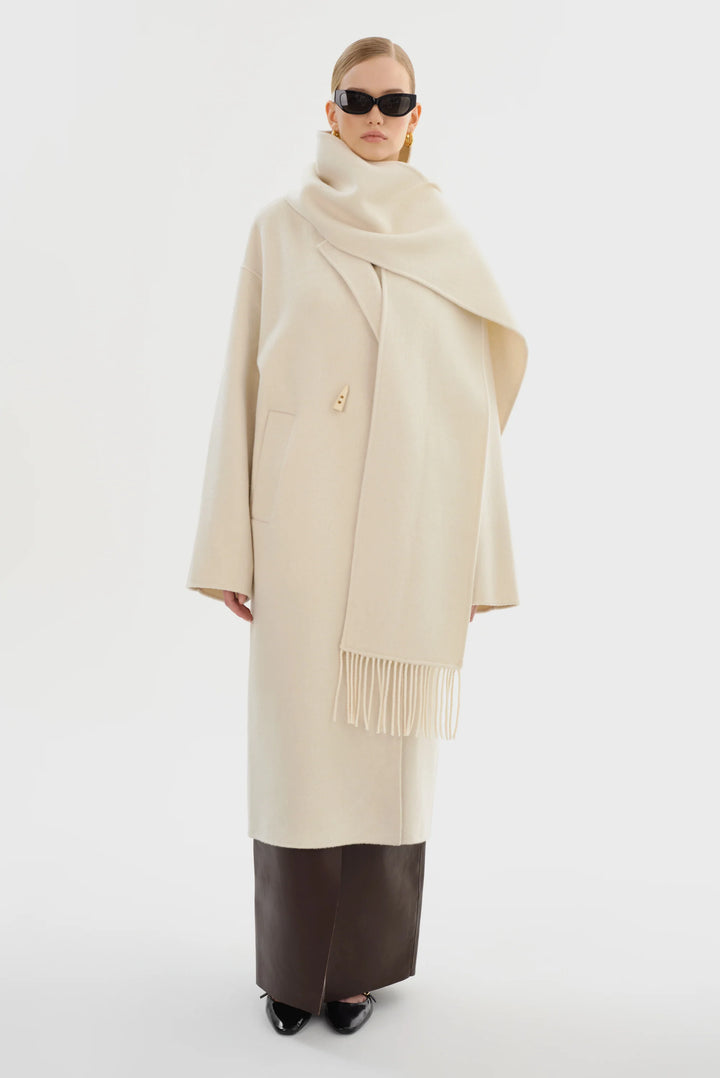 Manteau en laine avec écharpe amovible Twila