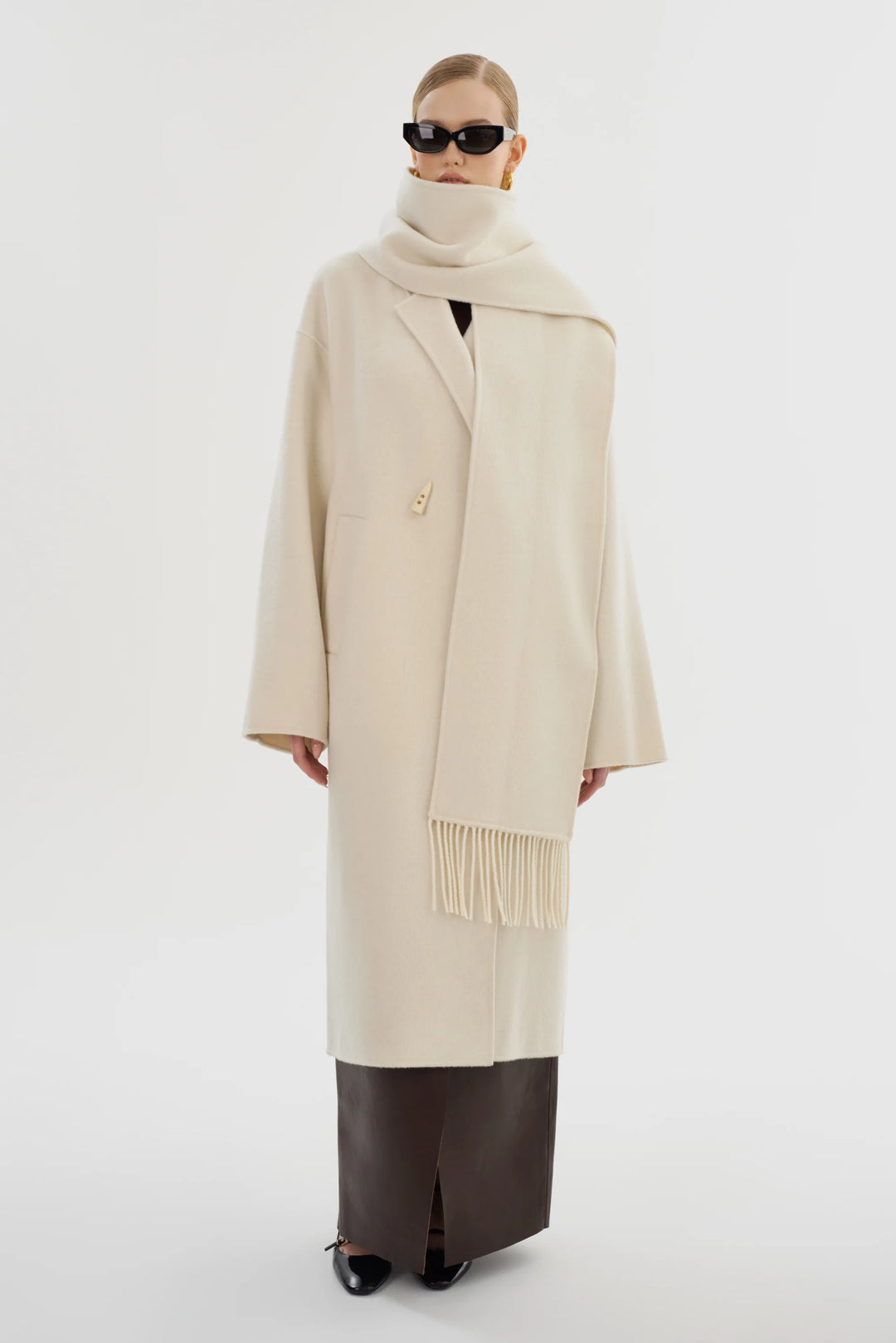 Manteau en laine avec écharpe amovible Twila