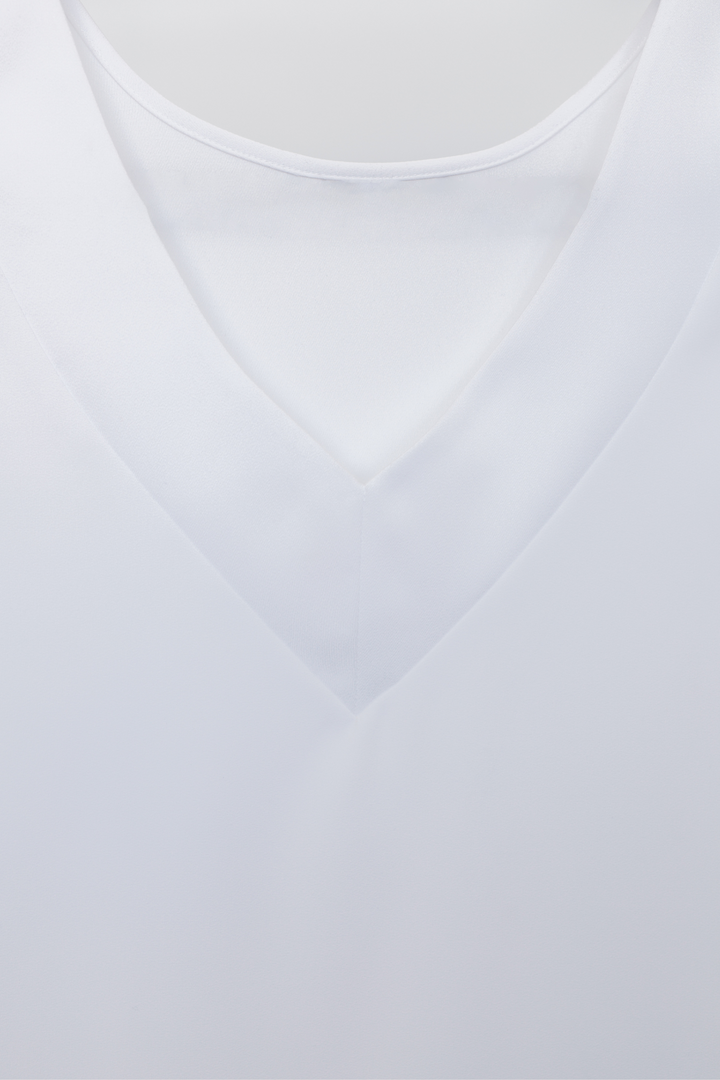 Blouse sans manches réversible avec bande satin  - Blanc