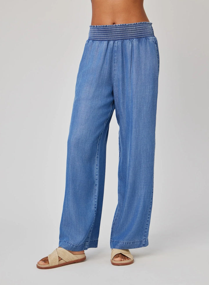 Pantalon ample avec taille nid-d'abeilles