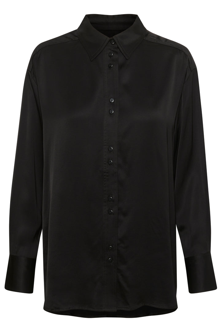 Blouse noire et ample satinée