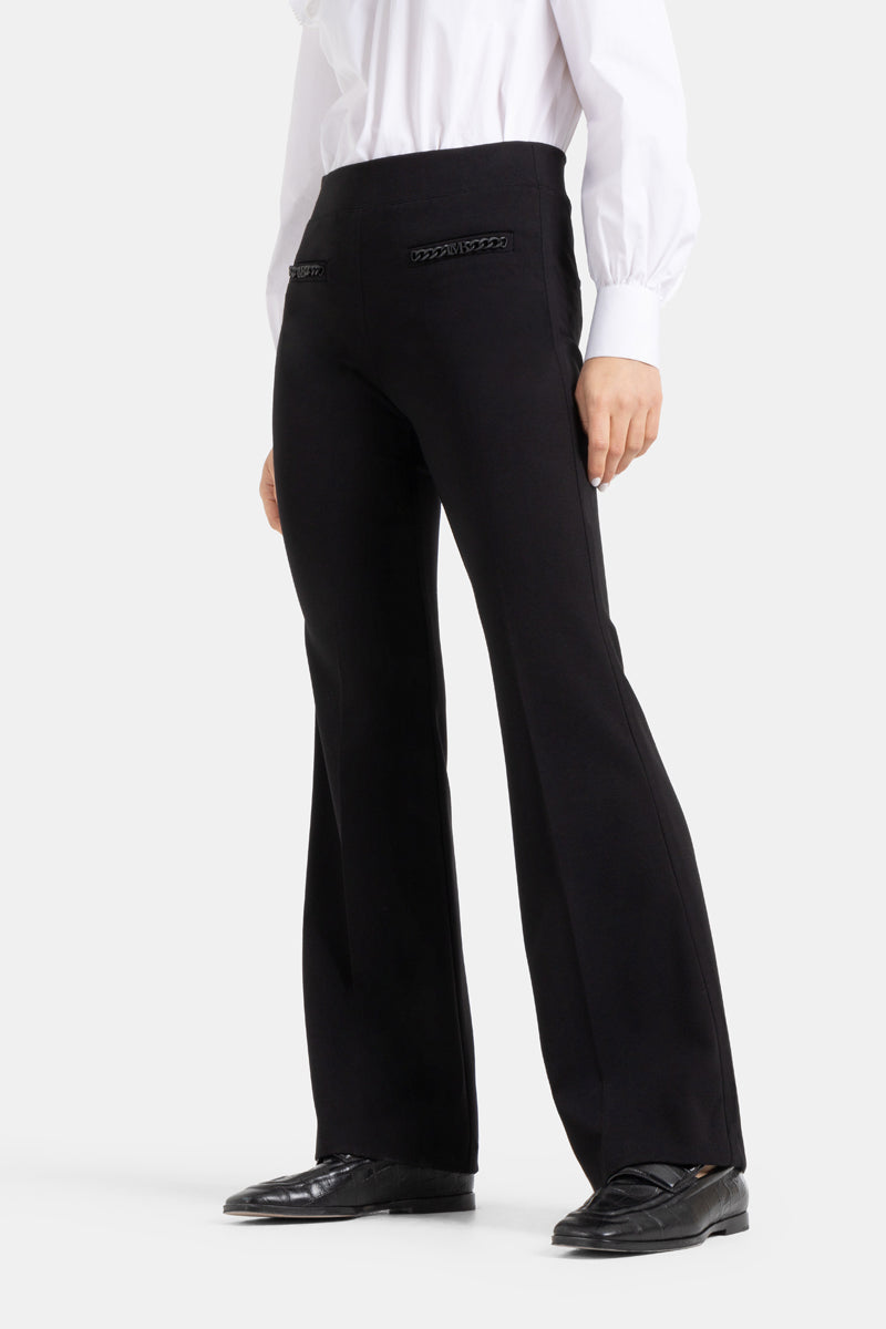 Pantalon extensible avec boutons et jambe évasée - Francis - Noir