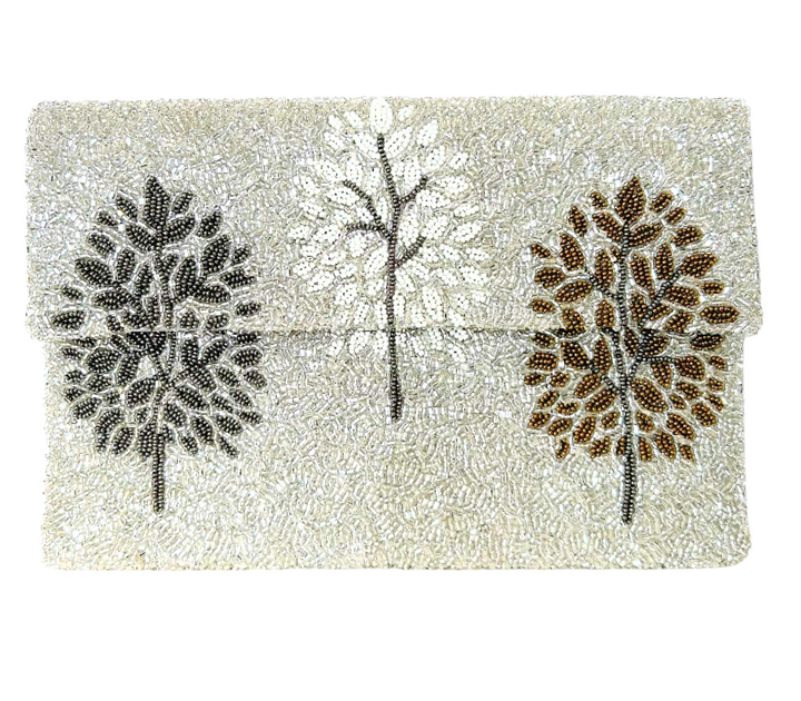 Pochette perlée arbre argenté  - Tiana NY