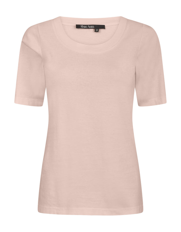 T-shirt col rond pêche rosé