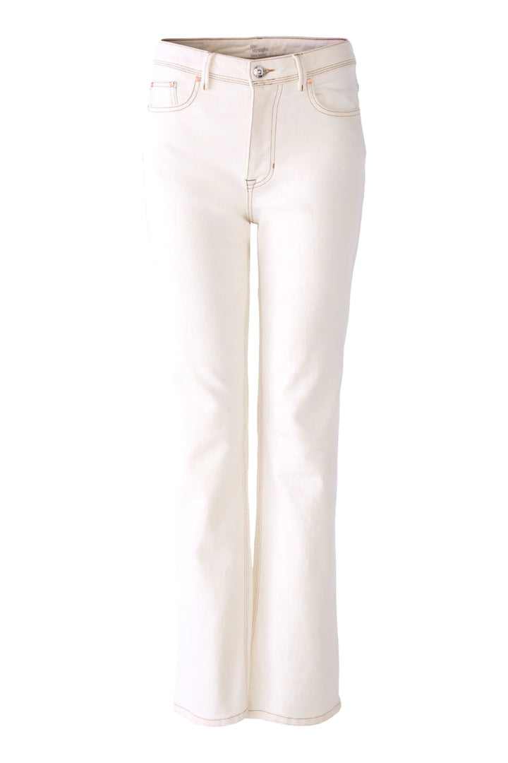 Jeans droit blanc cassé taille haute